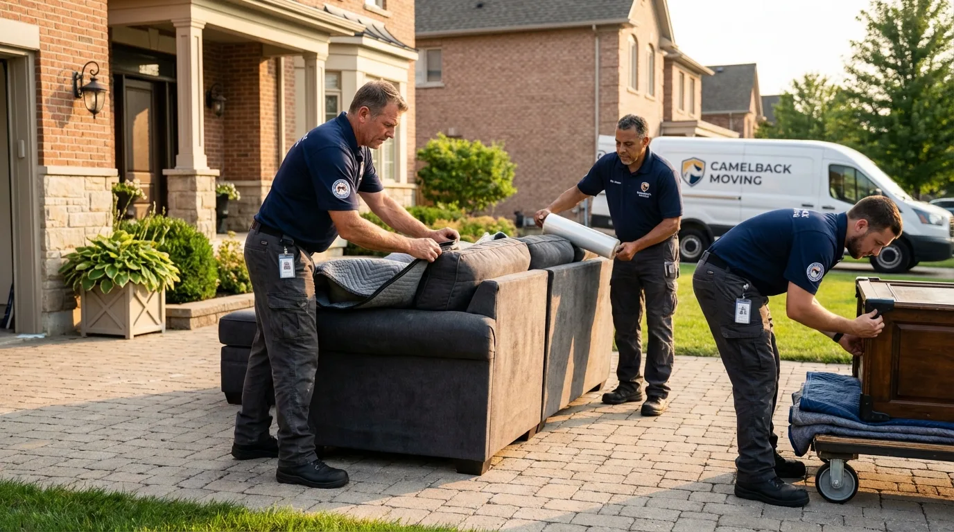 Large estate moving crew wrapping furniture in Dupree, SD